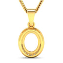 0.22 Carat Genuine White Diamond 14K Yellow Gold Semi Mount Pendant - holds 9x7mm Oval Gemstone-3