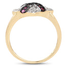 14K Yellow Gold Plated 0.57 Carat Genuine Ruby and White Cubic Zirconia .925 Sterling Silver Ring-2