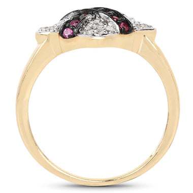 14K Yellow Gold Plated 0.57 Carat Genuine Ruby and White Cubic Zirconia .925 Sterling Silver Ring - 0