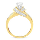 14K Two-Toned Gold Round, Baguette and Princess Cut Diamond Ring (1 1/8 Cttw, H-I Color, SI2-I1 Clarity) - Size 6-2