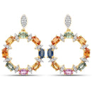 4.12 Carat Genuine Multi Sapphire .925 Sterling Silver Earrings-2