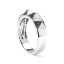 14K White Gold 1/4 Cttw Treated Blue Diamond Pyramid Band Ring (Blue Color, SI1-SI2 Clarity)- Size 7-3