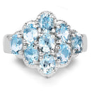 3.24 Carat Genuine Blue Topaz .925 Sterling Silver Ring-4