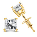 14K Yellow Gold 1/2 Cttw Princess Cut Diamond Solitaire Stud Earrings with Screwbacks (I-J Color, SI2-I1 Clarity)-3