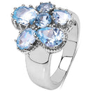 3.56 Carat Genuine Blue Topaz .925 Sterling Silver Cluster Ring-5