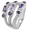 0.87 Carat Genuine Amethyst & White Topaz .925 Sterling Silver Ring-5