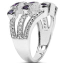 0.87 Carat Genuine Amethyst & White Topaz .925 Sterling Silver Ring-6
