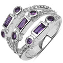0.87 Carat Genuine Amethyst & White Topaz .925 Sterling Silver Ring-4