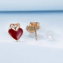 925 Sterling Silver Earrings with Enamel Finish and Pavé Setting in Rose Gold-4