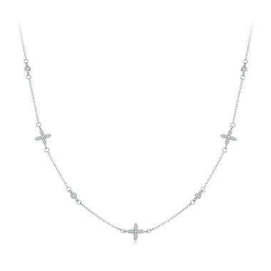 925 Sterling Silver White Gold Plated CZ Pendant Necklace for Women