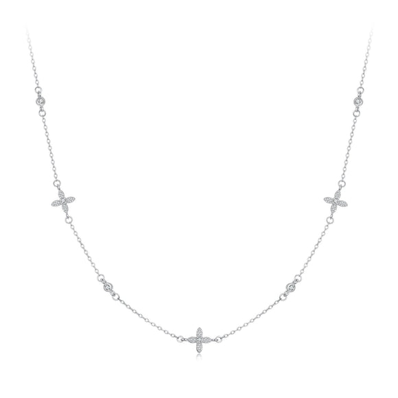 925 Sterling Silver White Gold Plated CZ Pendant Necklace for Women