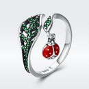 925 Sterling Silver Ring with Genuine Beetle and Leaf Design - 0.8x0.5cm, Women-4