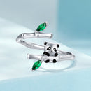 925 Sterling Silver Enamel White Gold Pave Set CZ Ring-3