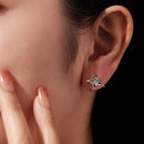 925 Sterling Silver Earrings with Transparent Glass, Enamel, White Gold Plated, 1.3x1.5cm for Women-5