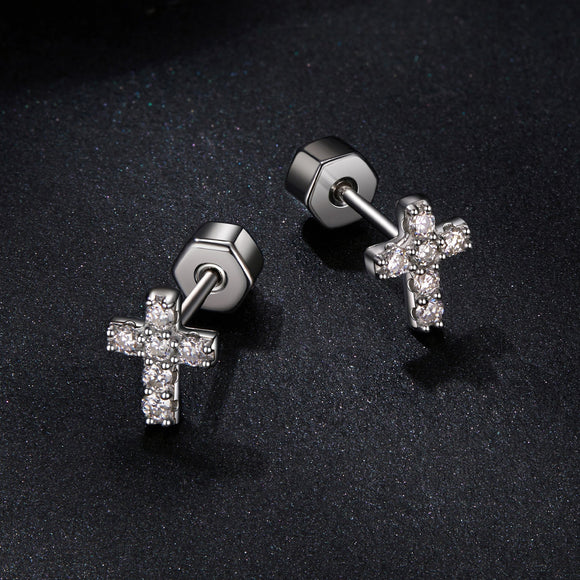 925 Sterling Silver Moissanite Earring 0.7x0.6cm for Women