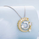 925 Sterling Silver Necklace with Pavé Setting CZ & Plated Gold - 400mm Length-3