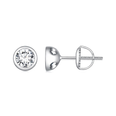 925 Sterling Silver 5.0mm Moissanite Earrings for Women - 0