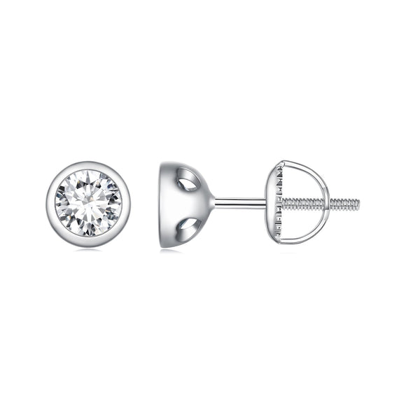 925 Sterling Silver 5.0mm Moissanite Earrings for Women