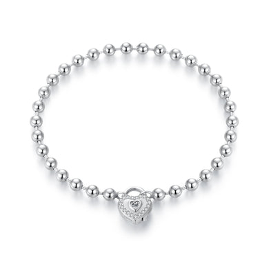 925 Sterling Silver White Gold Plated 17cm Bracelet with CZ Paved Setting for Women