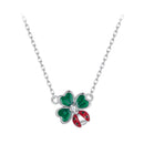 925 Sterling Silver Necklace with Enamel, White Gold Plated, 40+5 cm Chain Length, Women's Jewelry-1