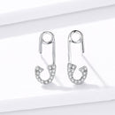 925 Sterling Silver Earrings for Women - 1.7x0.6cm, Platinum Plated with Pavé Setting CZ-5