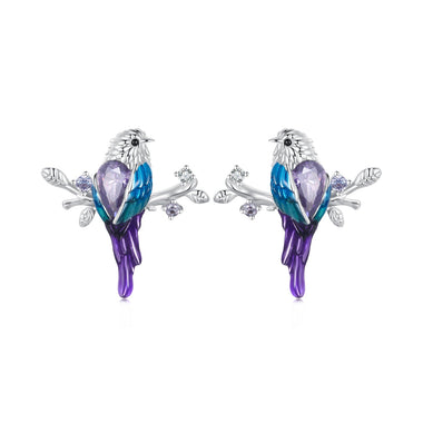 925 Sterling Silver Enamel Process Pavé Setting CZ Earrings - 0