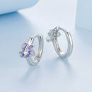 925 Sterling Silver White Gold Plated Enamel CZ Hoop Earrings for Women-3