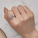 925 Sterling Silver Ring with Pavé Set CZ and Translucent Opal, 1.5mm Width for Women-4