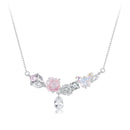 925 Sterling Silver Necklace with CZ & Resin Pendant, 18x39mm, Plated with White Gold-4