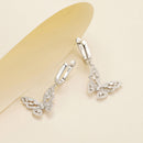 925 Sterling Silver Earrings with Pavé Setting CZ, 37x19mm for Women-4