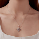 925 Sterling Silver Necklace with White Gold Plating and CZ - 40+5cm for Women-5