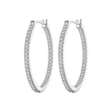 925 Sterling Silver Earrings with Pave Setting CZ in White Gold for Women - 0