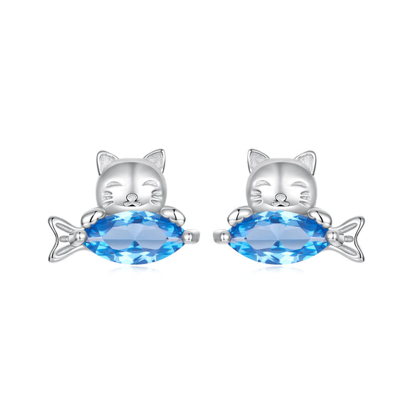 925 Sterling Silver 0.8cm White Gold Plated CZ Earrings for Women