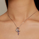925 Sterling Silver 29x18mm Moonstone Pendant Necklace with Enamel Process-7