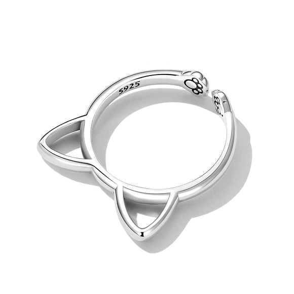 925 Sterling Silver Oxidized Paw Design Ring