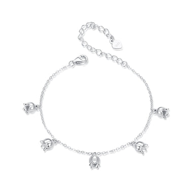 925 Sterling Silver Plated White Gold 12x41mm Pendant Bracelet - 0