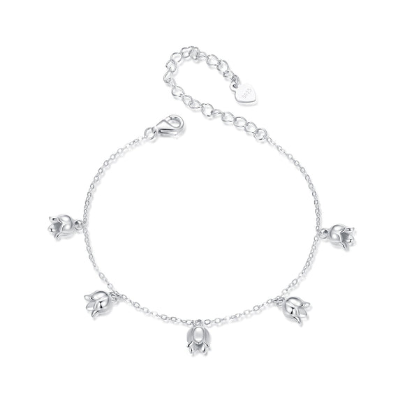 925 Sterling Silver Plated White Gold 12x41mm Pendant Bracelet