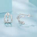 925 Sterling Silver Earrings with Pavé Setting CZ - Oxidized Silver, 1.1cm for Women-4