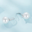 925 Sterling Silver Earrings with Quality Shell Pearl and CZ, 21*11mm, for Women-4