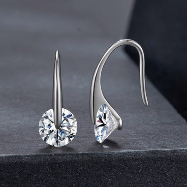 925 Sterling Silver Moissanite 1ct Earrings for Women - 0