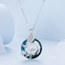 925 Sterling Silver Necklace with Pavé Setting CZ and Transparent Glass, 450mm for Women-4