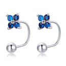925 Sterling Silver Earrings with Pavé CZ & Platinum Plating for Women-3
