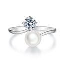 925 Sterling Silver Moissanite 0.5 Carat Freshwater Pearl Ring Size E for Women-2