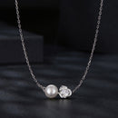 925 Sterling Silver Moissanite & Freshwater Pearl White Gold Necklace 45cm for Women-3