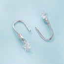 925 Sterling Silver Earrings with Pavé Setting CZ, White Gold Plating, 2.1*0.6cm, for Women-5