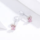 925 Sterling Silver Earrings with Plated Platinum and Pavé Set CZ, 0.4cm for Women-4