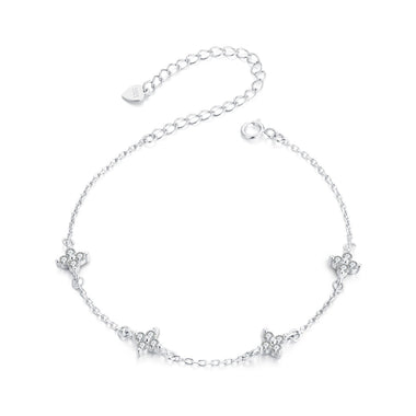 925 Sterling Silver White Gold Plated Adjustable CZ Bracelet for Women - 0
