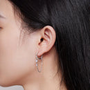 925 Sterling Silver Earrings with Pavé Setting CZ, 34*6mm for Women-6