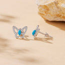 925 Sterling Silver White Gold Plated Earrings with Synthetic Turquoise and CZ-4