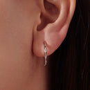925 Sterling Silver White Gold Plated Hoop Earrings with CZ - 2.0cm-5